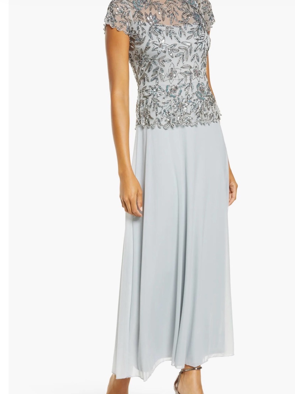 Pisarro Nights Silver Beaded Gown